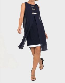 Style 1-2949556248-397 Joseph Ribkoff Blue Size 14 Navy Mini Free Shipping Cocktail Dress on Queenly