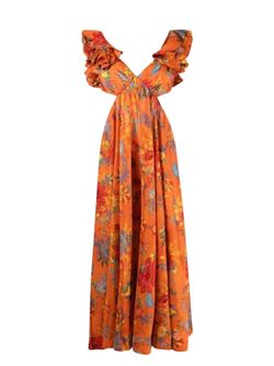 Style 1-3183808298-649 Zimmermann Orange Size 2 Cut Out Tall Height Silk Cocktail Dress on Queenly