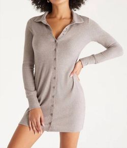 Style 1-3558269583-2901 Z Supply Gray Size 8 High Neck Long Sleeve Cocktail Dress on Queenly