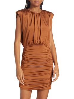 Style 1-4064913844-1498 Veronica Beard Brown Size 4 Free Shipping Polyester Cocktail Dress on Queenly