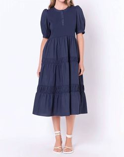 Style 1-4151116647-2901 English Factory Blue Size 8 High Neck Pockets Polyester Spandex Navy Cocktail Dress on Queenly