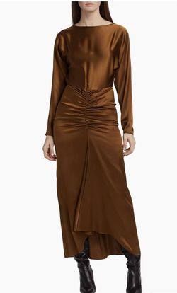 Style 1-4263902748-1498 Veronica Beard Brown Size 4 Pageant Floor Length Jersey Tall Height Straight Dress on Queenly
