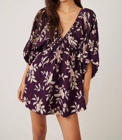 Style 1-706966612-3236 Free People Purple Size 4 Print V Neck Cocktail Dress on Queenly
