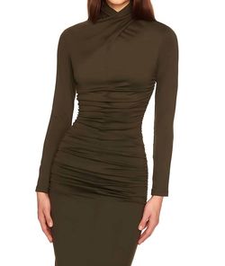 Style 1-749791118-3236 Susana Monaco Green Size 4 Long Sleeve Cocktail Dress on Queenly