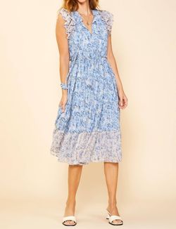 Style 1-877358522-2696 SKIES ARE BLUE Blue Size 12 Floral Ruffles Print Cocktail Dress on Queenly