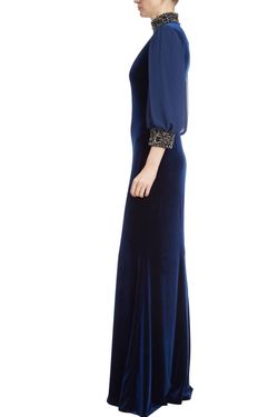 Style 1-952422068-1498 BADGLEY MISCHKA Blue Size 4 Black Tie Sleeves Straight Dress on Queenly