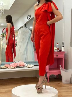 O.P.T Red Size 2 One Shoulder Jersey Interview Jumpsuit Dress on Queenly