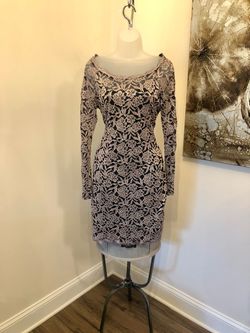 Sequin Hearts Blue Size 12 Plus Size Medium Height Long Sleeve Sequined Cocktail Dress on Queenly