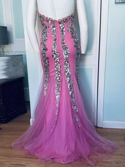 Style 6711 Party Time Formals Pink Size 14 Strapless Plus Size Mermaid Dress on Queenly