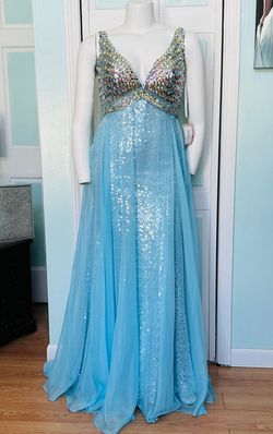 Style 1175 Party Time Formals Blue Size 14 Prom Plus Size A-line Dress on Queenly