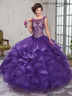 Style MQ2009 Marys Purple Size 6 Swoop Quinceanera Floor Length Ball gown on Queenly
