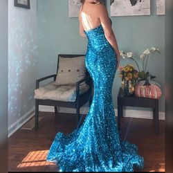 Portia and Scarlett Blue Size 2 Pageant Prom Mermaid Dress on Queenly