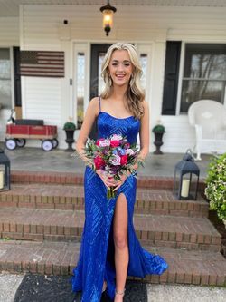 Ava Presley Blue Size 2 Prom Floor Length Tall Height Side slit Dress on Queenly