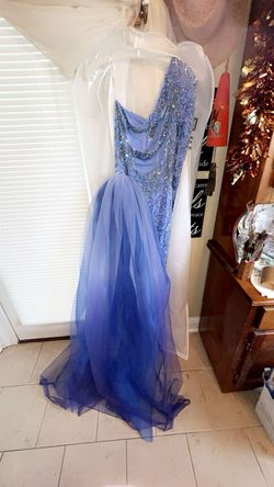 Sherri Hill Purple Size 8 Floor Length Medium Height Side Slit Light Blue A-line Dress on Queenly