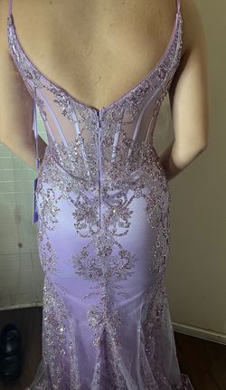 Cinderella Divine Purple Size 6 Jersey Medium Height Quinceanera Mermaid Dress on Queenly