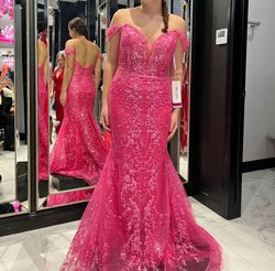 Ellie Wilde Pink Size 8 Floor Length Jersey Mermaid Dress on Queenly
