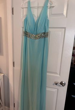 Tony Bowls Blue Size 12 Tulle Satin Jewelled A-line Dress on Queenly