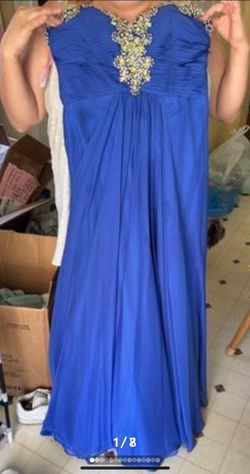 Blush Prom Royal Blue Size 6 Floor Length Jewelled A-line Dress on Queenly