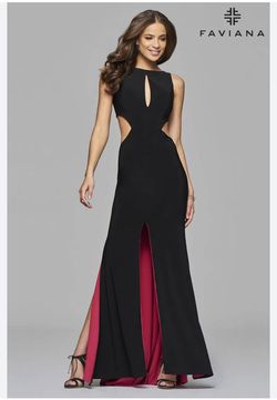 Style 7897 Faviana Multicolor Size 0 Side Slit Barbiecore Prom Straight Dress on Queenly
