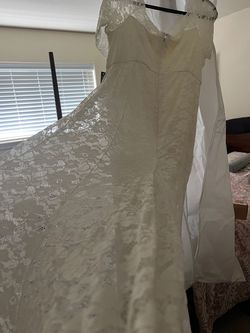 Torrid White Size 18 Wedding Jersey Plus Size Train Dress on Queenly