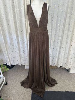 Miss Ord Brown Size 12 Floor Length Sheer A-line Dress on Queenly