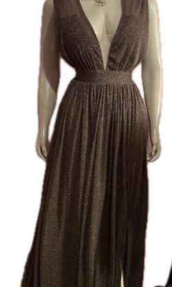 Miss Ord Brown Size 12 Pageant Floor Length Polyester A-line Dress on Queenly