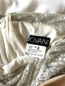 Jovani White Size 2 Pageant Plunge Floor Length Side slit Dress on Queenly
