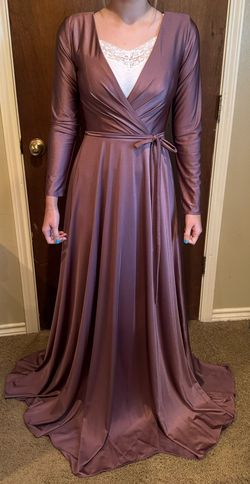 Allure Pink Size 8 Tall Height Military Bridesmaid Long Sleeve A-line Dress on Queenly