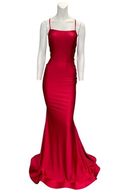Style 974 Jessica Angel Red Size 00 Spaghetti Strap Tall Height Side slit Dress on Queenly