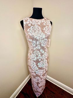Adrianna Papell Nude Size 8 Sequined Semi Formal Floor Length Straight Dress on Queenly