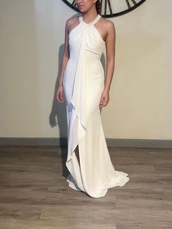 Calvin Klein White Size 2 Engagement Sunday Side slit Dress on Queenly