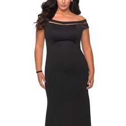 Style 29049 La Femme Black Size 14 Military Plus Size Straight Dress on Queenly