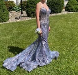 Jovani Silver Size 0 Jersey Mermaid Dress on Queenly
