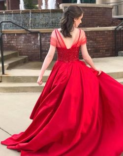 Angela and Alison Red Size 6 Pageant Free Shipping Floor Length Ball gown on Queenly