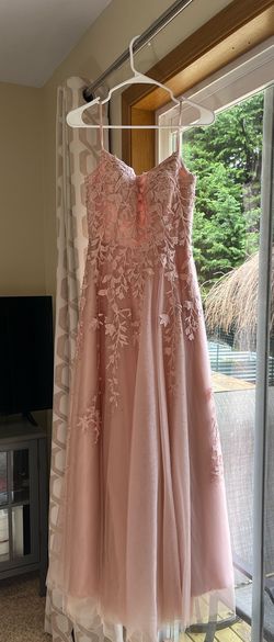 NOX Anabel Pink Size 4 Lace Medium Height Bridgerton Floor Length A-line Dress on Queenly