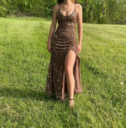 Brown Size 0 Side slit Dress on Queenly
