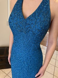 Michaelangelo Blue Size 0 70 Off Pageant Jersey Plunge Straight Dress on Queenly