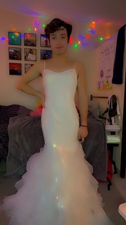 Lulus White Size 4 Floor Length Sorority Mermaid Dress on Queenly