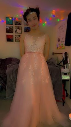 Custom Made Pink Size 4 Floor Length 70 Off Free Shipping Plunge Ball gown on Queenly