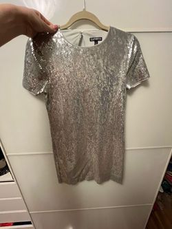 Express Silver Size 4 Jersey High Neck Cocktail Dress on Queenly