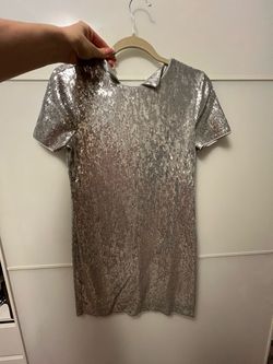 Express Silver Size 4 Jersey High Neck Cocktail Dress on Queenly