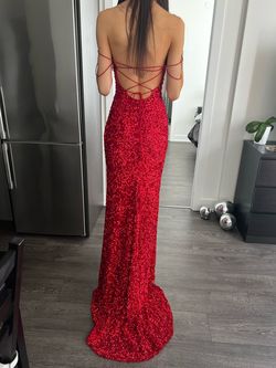 Sherri Hill Red Size 2 Square Neck Side slit Dress on Queenly
