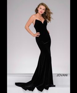 Style 40786 Jovani Black Size 0 40786 Velvet Strapless Mermaid Dress on Queenly