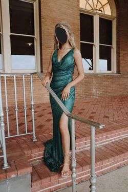 Style 23254 Portia and Scarlett Green Size 0 Prom Floor Length Pageant Side slit Dress on Queenly