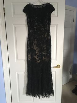 Tony Bowls Black Size 10 Lace Jewelled Military Straight Dress on Queenly