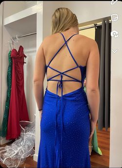 La Femme Blue Size 2 Jersey Side slit Dress on Queenly