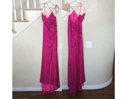 Style Fuchsia Pink Formal Sleeveless Sequined Wedding Guest Prom Dress Amelia Pink Size 10 Plunge Side slit Dress on Queenly