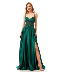 Hot contact Green Size 8 Plunge Jersey Gala A-line Dress on Queenly