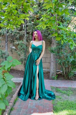 Hot contact Green Size 12 Prom Floor Length Plus Size A-line Dress on Queenly