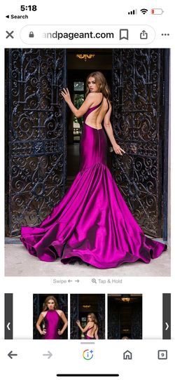 Jovani Purple Size 2 High Neck Pageant Floor Length Jersey Mermaid Dress on Queenly